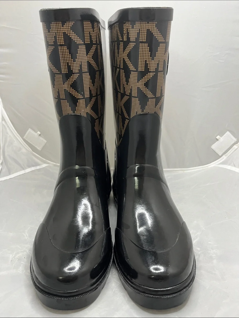 Michael Kors Signature MK Logo Rain Boots with Side Buckle - Size 6